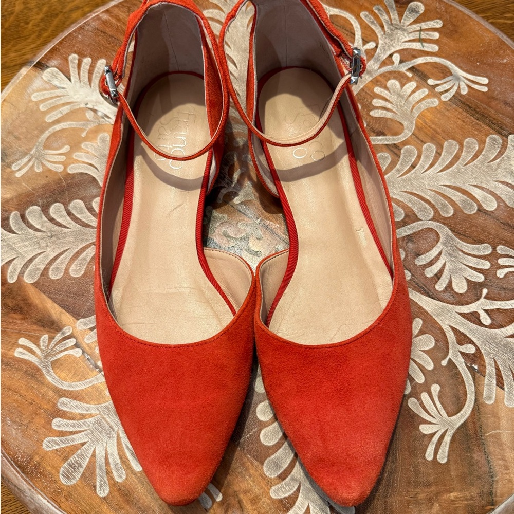 Franco Sarto Chic Orangish-Red Suede Women's Flats